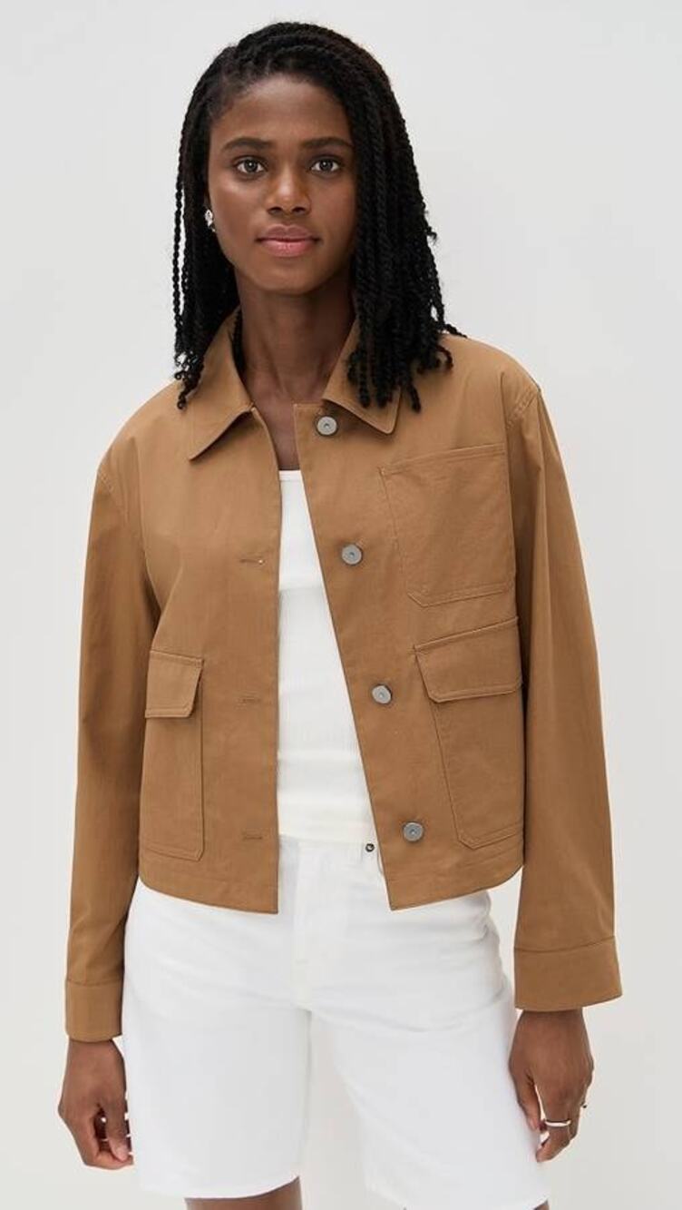 Theory Crop Work Jacket in Bronze L